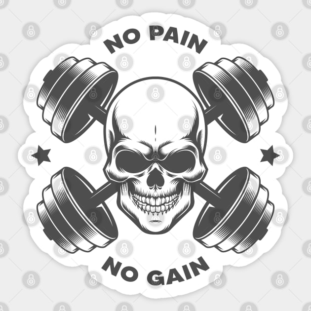 No Pain No Gain Skull Sticker by Dosunets